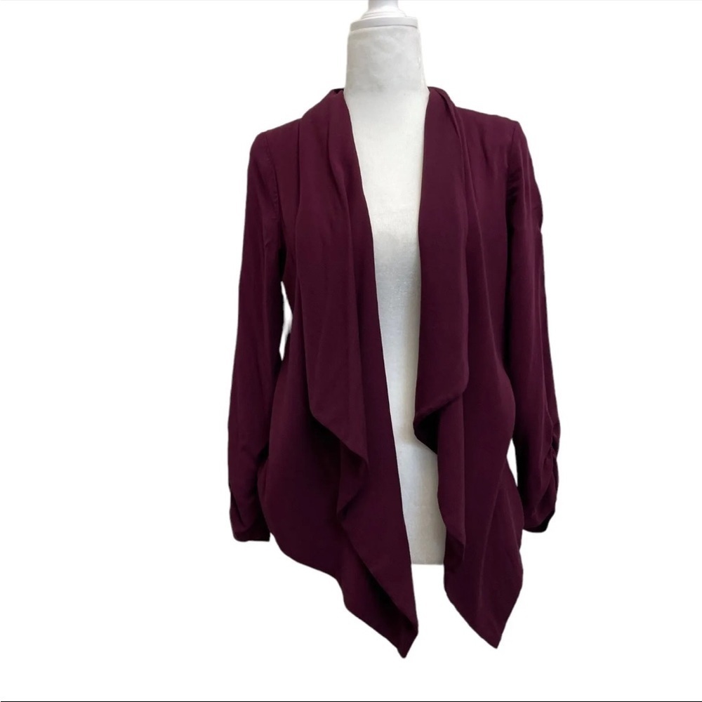 Michael Stars REVOLVE Maroon Drapey Open Front Waterfall Cardigan